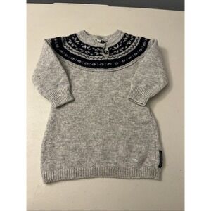 Armani Baby 6 Month Infant Gray Blue Sweater Dress Soft!! 2 Button Winter